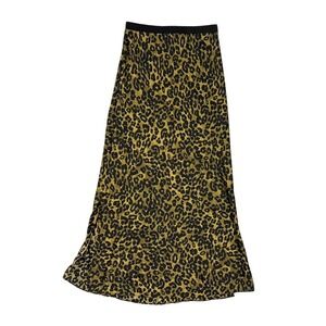 Favorite Daughter The Josie Skirt Leopard Print Satin Maxi XS Black Gold NWT